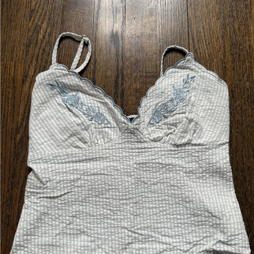 Embroidered White Tank Top